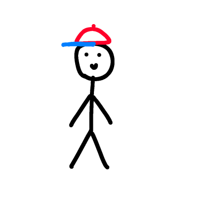 Stickman with a colorful baseball hat